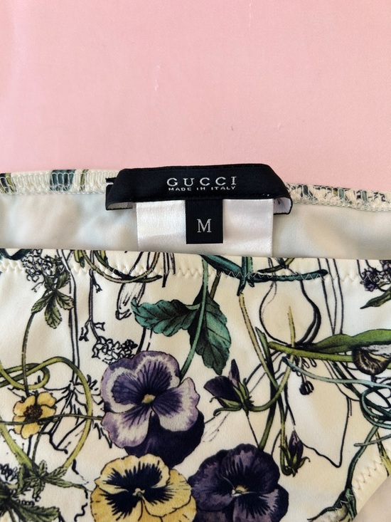 Gucci Other - Gucci Floral Silk bikini bottoms in Ivory with Purple & Yellow Flowers